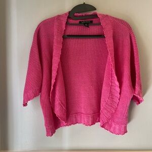 Ralph Lauren Pink Cardigan Sweater with Ribbed Texture